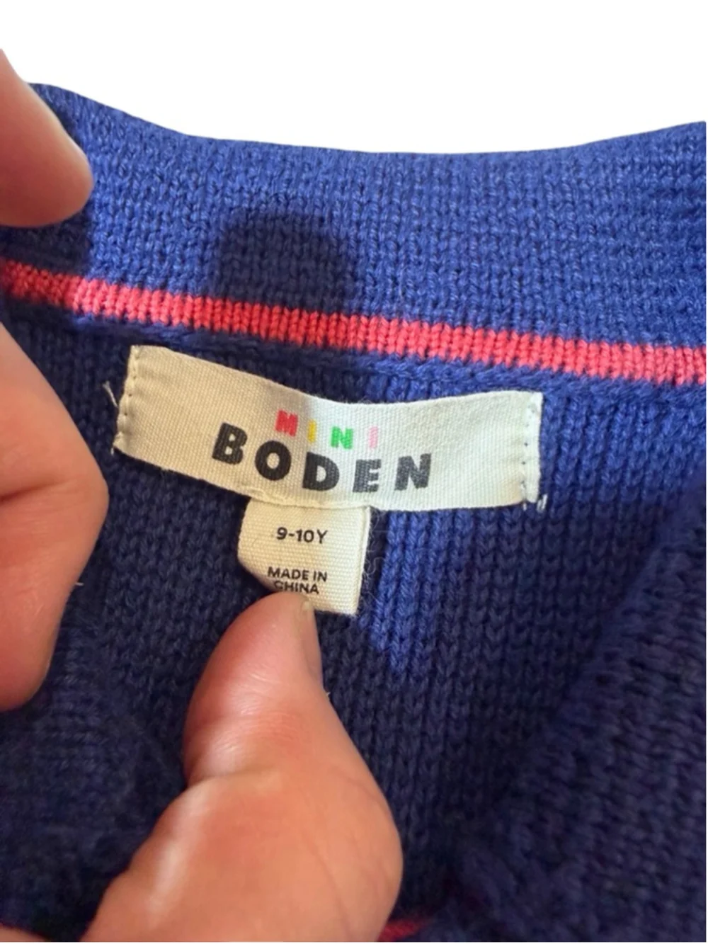 Mini Boden Blue Cotton Blend Knit Cardigan Jacket Size 9-10Y